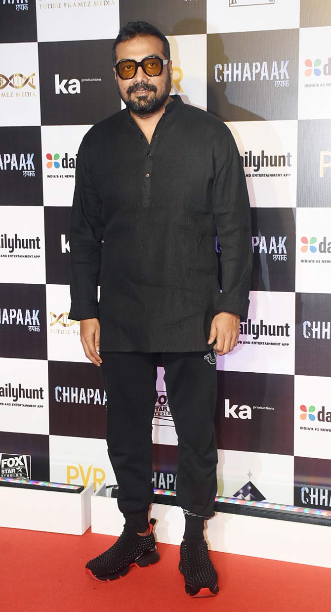 Filmmaker Anurag Kashyap also attended Chhapaak screening at a multiplex in Juhu.
