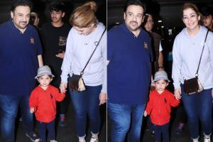 Adnan Sami with wife and daughter, Ayushmann Khurrana at Mumbai airport