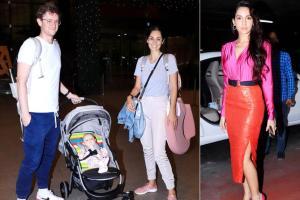 Bruna Abdullah with daughter, Nora Fatehi, Ayushmann Khurrana at Mumbai airport