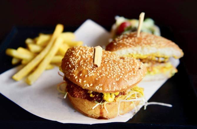 Chicken katsu curry burger