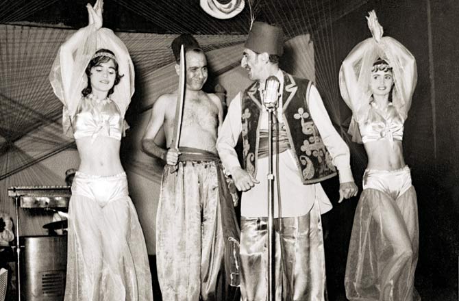 Parsi theatre star Dinshah Daji (second from right) in Adi Marzban’s 1960 musical, Hasa Has, showcasing Bombay in the new state of Maharashtra. PIC COURTESY/MEHER MARFATIA/LAUGHTER IN THE HOUSE: 20TH-CENTURY PARSI THEATRE