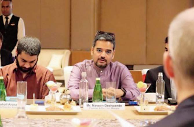 Sohail Arora (left) and Naveen Deshpande, who run independent music firms, at the meeting