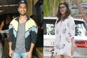 Kriti Sanon and Vicky Kaushal at production offices in Khar