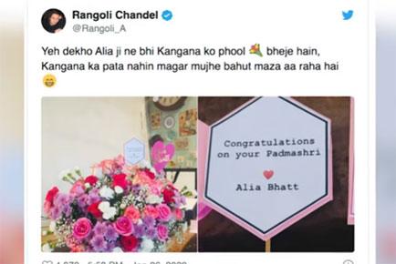 Kangana Ranaut's sister Rangoli mocks Alia Bhatt for sending flowers
