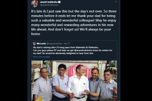 Anand Mahindra replies tweet for retiring employee, winning hearts onli
