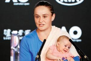Ashleigh Barty's baby niece comforts her after Australian Open defeat