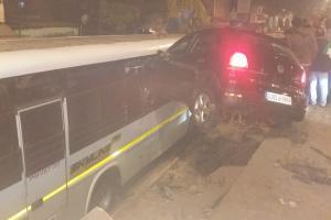 Mumbai: Speeding car jumps divider hits bus at Jogeshwari 