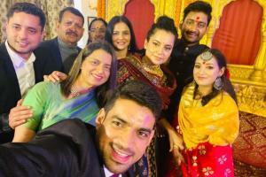 Kangana stuns as she attends cousin's engagement in Himachal Pradesh