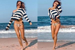 Zverev's model girlfriend Brenda chills in two-piece on a beach