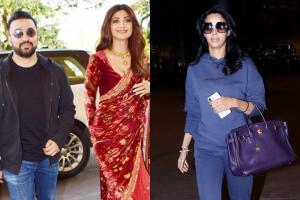 Shilpa Shetty Kundra with Raj Kundra, Mallika Sherawat at Mumbai airport