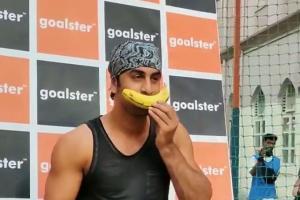 Ranbir Kapoor strikes a hilarious pose with a banana for the paparazzi