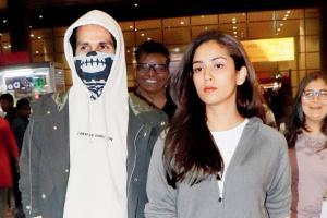 Shahid Kapoor was clicked at Mumbai airport with his face half-covered