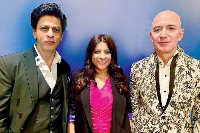 Jeff Bezos with Shah Rukh Khan and Zoya Akhtar
