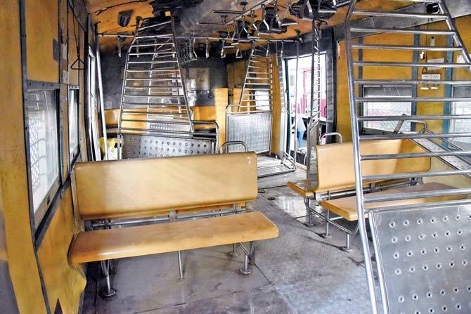 The interiors of the Millennium rake, introduced to Mumbai in 2005, were taken apart in November 2019, and the train was dismantled and sold for scrap in Pardi, Gujarat, last month