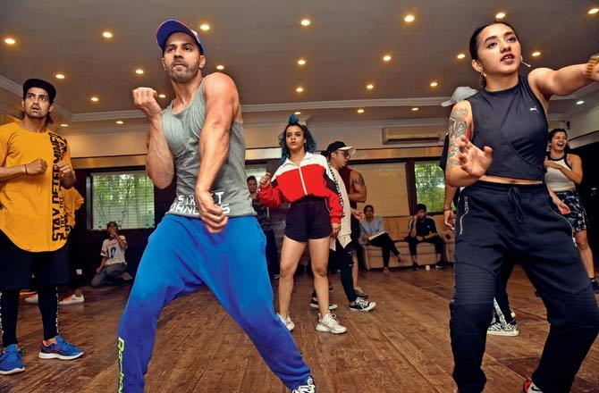 Varun Dhawan and the cast of Street Dancer 3D at the rehearsal. Pics/Pradeep Dhivar