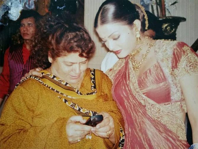 Saroj Khan with Aishwarya Rai in the 90s