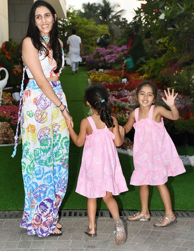 In photo: Shloka Mehta arrives with her two nieces for sister-in-law Isha Ambani's Holi bash.