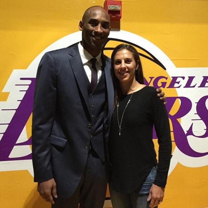 Carli Lloyd has also played for many clubs such as Central Jersey Splash, New Brunswick Power, South Jersey Banshees, New Jersey Wildcats, Chicago Red Stars, Sky Blue FC, Atlanta Beat, Western New York Flash, Houston Dash and Manchester City.
In picture: Carli Lloyd with the late Kobe Bryant