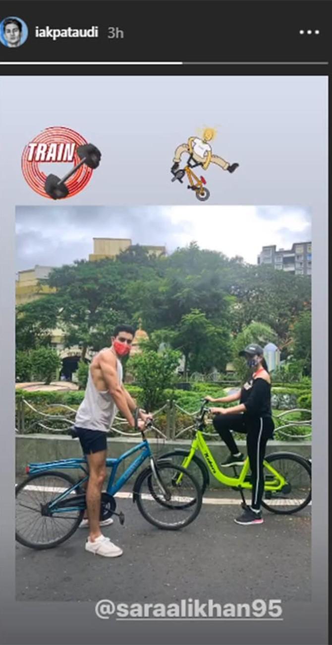Sara Ali Khan too has a cycling partner and its none other than her brother Ibrahim Ali Khan. The duo posed for a perfect Instagram post and encouraged their social media followers to train harder.