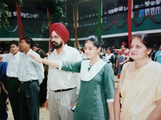 That's Taapsee Pannu during her school days. She posted this throwback picture and wrote in the caption, 