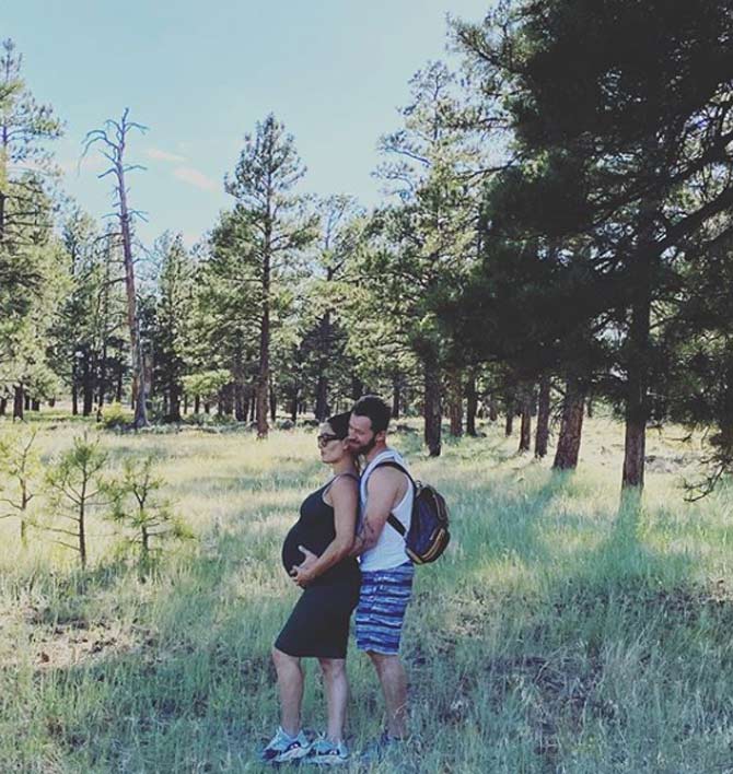 Nikki Bella shared this photo with Artem Chigvintsev while she had a little outdoor tour and captioned it: Had a beautiful nature escape with my A and some fam. My mind, body, soul and baby needed some time to decompress. Ready to take in the lunar eclipse tonight. So thankful that my Mom is doing a little better each day. Your prayers have been amazing! Thank you! And so many prayers to @amandakloots her baby and family, RIP @nickcordero1 Heaven gained another amazing angel. 