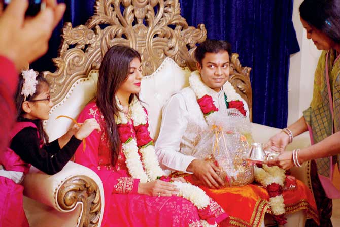 Mumbai-based Akshay at the roka ceremony. His mother had specifications for the sort of person she was seeking as daughter-in-law 