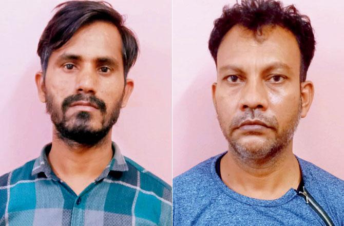 Accused Mahavir Singh Kumavat and (right) Manish Sarkar who broke into Raj Wine Shop