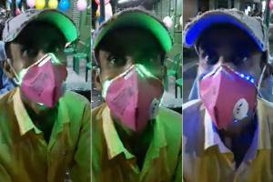 Netizens amused as man wears LED face mask to fight COVID-19