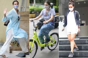 Sara Ali Khan out cycling; Malaika Arora clicked in Mumbai suburbs