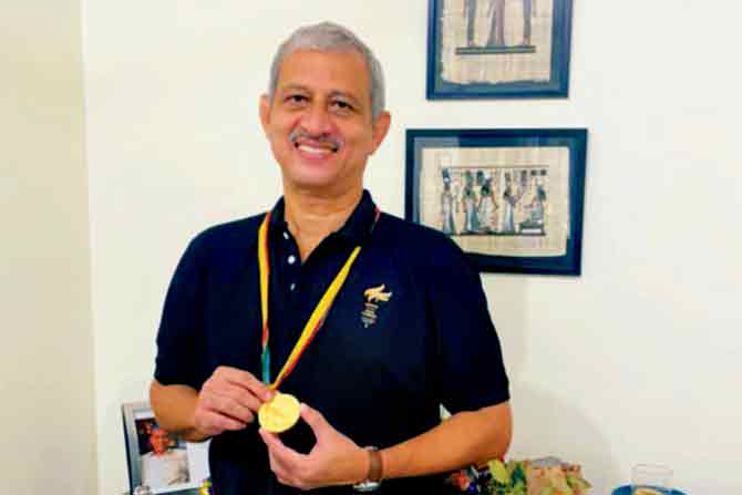 MM Somaya with his 1980 Olympic gold medal at his  Worli residence yesterday