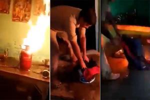 Cop's quick thinking helps save home after LPG cylinder catches fire