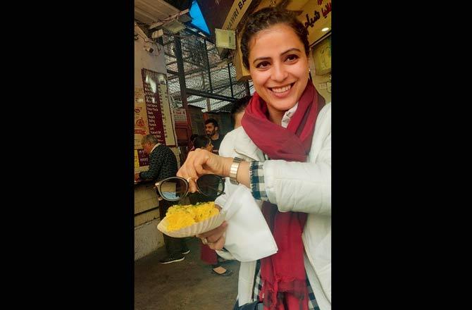 Anchal Bhalla, who runs an Indian cooking studio in Delhi, at Shyam Sweets