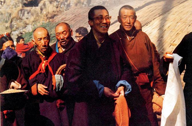 The Dalai Lama crossing into India with his brother-in-law Phuntok Tashi Taklha
