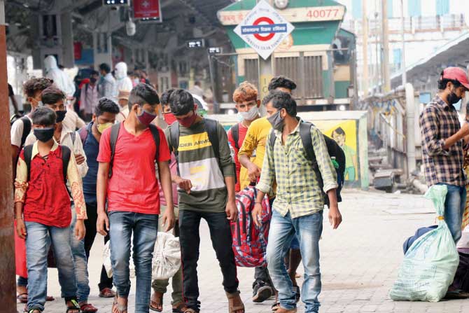 Some migrants who returned to the city in the lockdown. representation pic/rajesh gupta