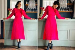 Kangana Ranaut slays in pink A-line dress for an online event