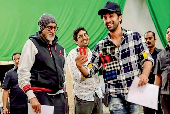 Kapoor with Bachchan and Mukerji during the February schedule