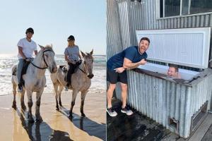 Steve Smith shares photo of horse riding on the beach with wife Dani