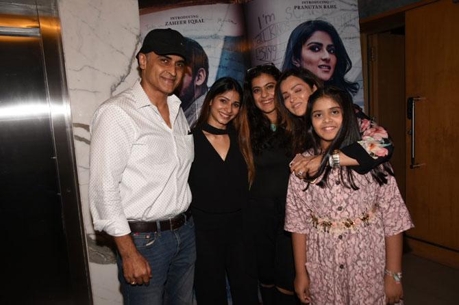 Kajol-Tanishaa and Mohnish Bahl: Kajol-Tanishaa and Mohnish Bahl are maternal cousins as their mothers Tanuja and Nutan are siblings. This picture was clicked at Mohnish's daughter Pranutan's debut film Notebook's screening. Proud aunts Kajol and Tanishaa attended the event.