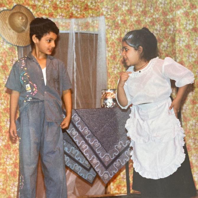 Acting was always in his mind, since childhood! Pictured here, Karan Wahi with his classmate Pallavi in Tom Sawyer. 