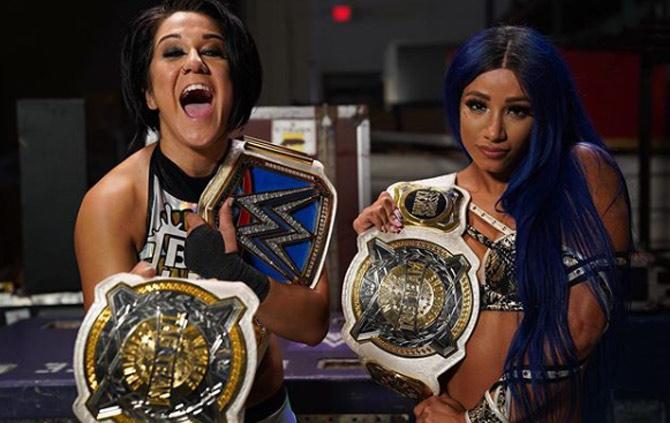 After winning the women's tag team titles for the second time with Sasha Banks on SmackDown in May 2020, Bayley shared this pic and said, 