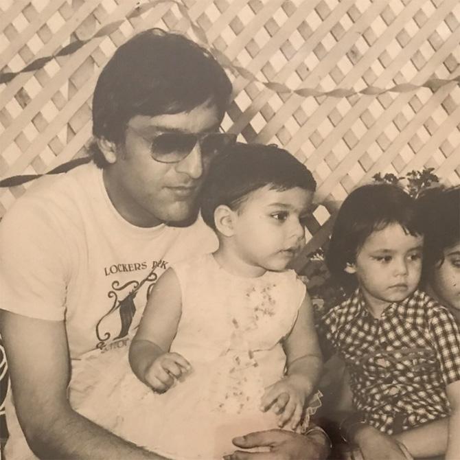 Soha Ali Khan shared a childhood picture of hers with her father-cricketer Mansoor Ali Khan Pataudi. She wrote in the caption, 