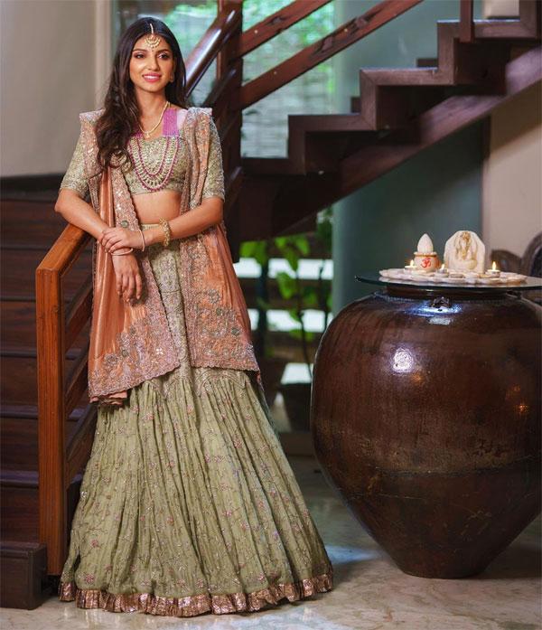 Miheeka Bajaj shared another post of her posing in the backdrop of stairs and wrote, 