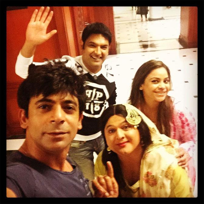 Did you know Sumona Chakravarti and Kapil Sharma have been together since they first did comedy as a two-partner team in 'Comedy Circus' years ago? Sumona also emerged as the winner of Kahani Comedy Circus Ki, along with her partner Kapil Sharma.
In picture: Sumona Chakravarti, Kapil Sharma, Sunil Grover, Ali Asgar