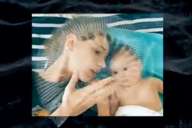 Kalki Koechlin with her baby in the video. PIC COURTESY/ Atul Kumar on Facebook