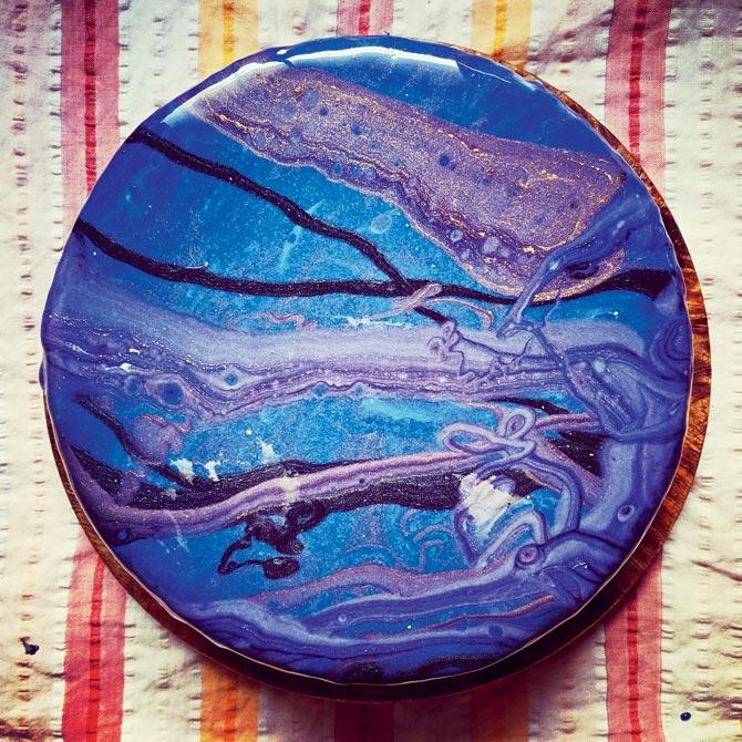 The galaxy cake that Prahlad baked using raspberries, chocolate and rum
