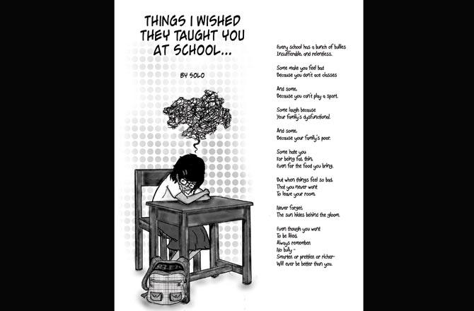 Art focusing on bullying by Bengaluru-based cartoonist Solo 