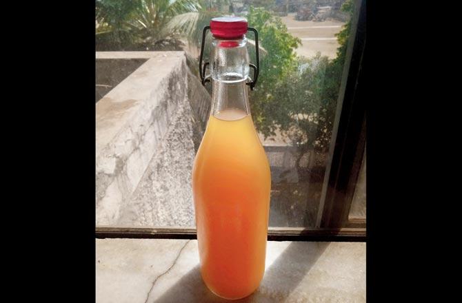 A recent batch of ginger ale brewed by Dias at home
