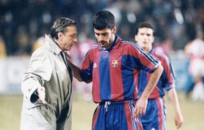 Cruyff with Pep Guardiola