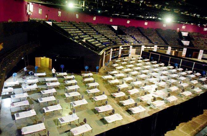 The quarantine facility at NSCI Dome, Worli, is one of the field hospitals, set-up under the guidance of the task force. File pic
