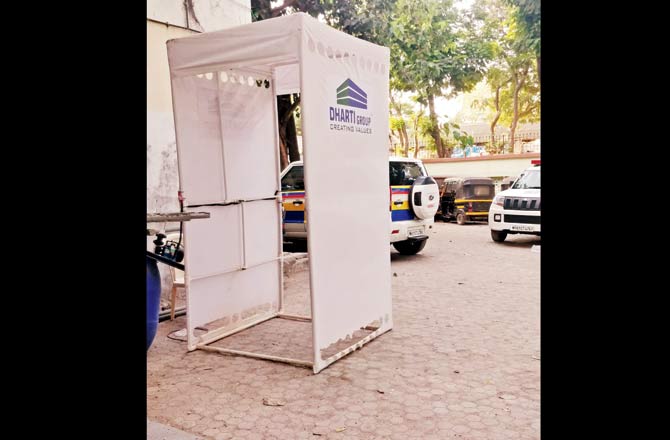 A spray booth installed at Borivli police station
